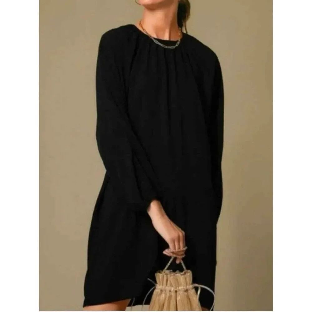 Tuckernuck Pomander Place Eliza  Black Long Sleeve Tunic Shift Dress